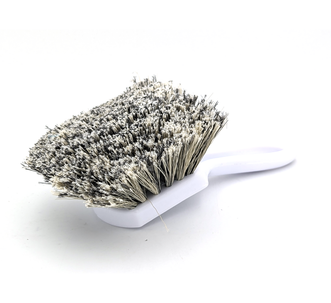 8 1/2" Solid Plastic Block Grey/White Flagged Plastic Fender Brush-Short Handle