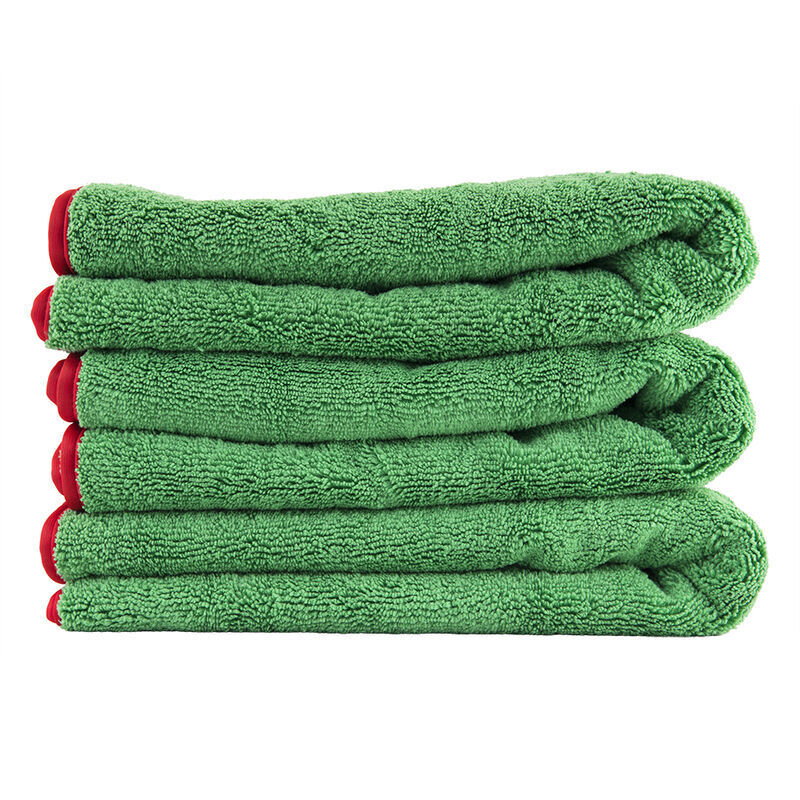 Fluffer Miracle Supra Microfiber Towel Green W/ Red Edges 16x24 (3 pack)