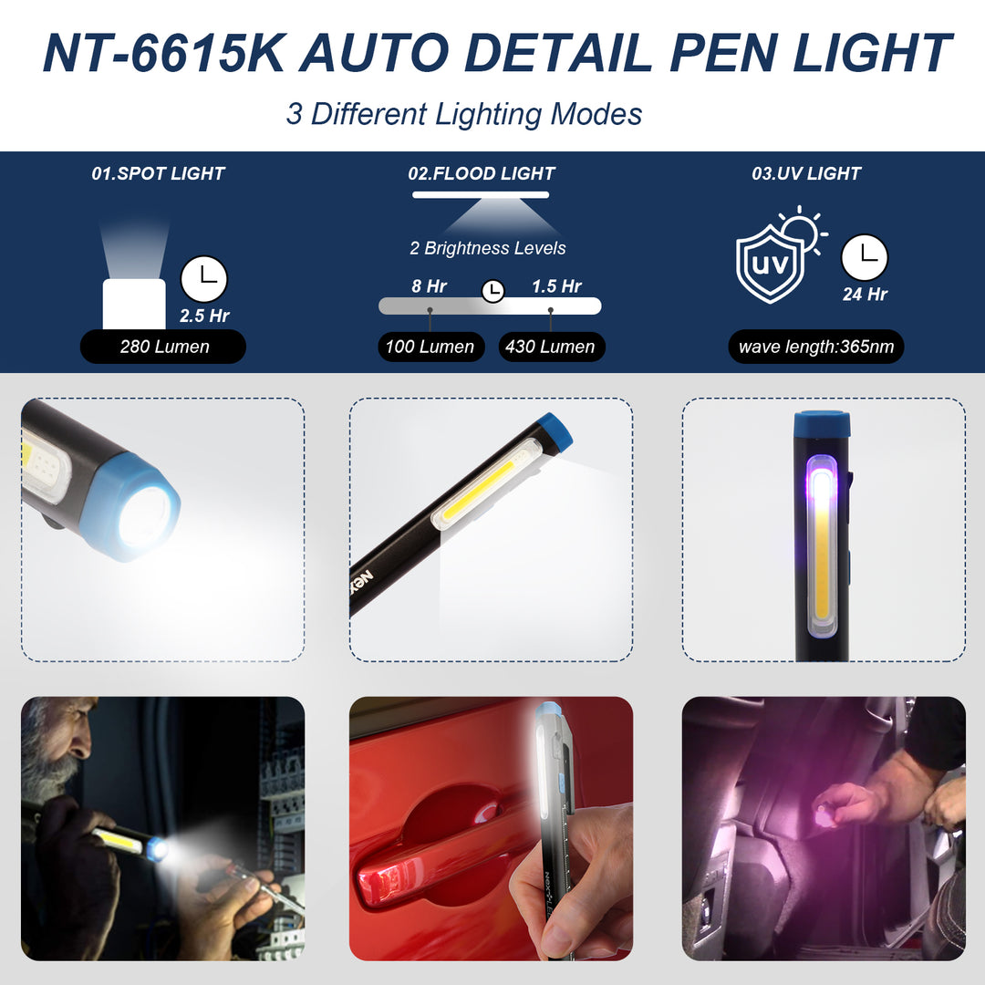 NexLED Detailing Pen Light CRI95+. Spot, Flood& UV