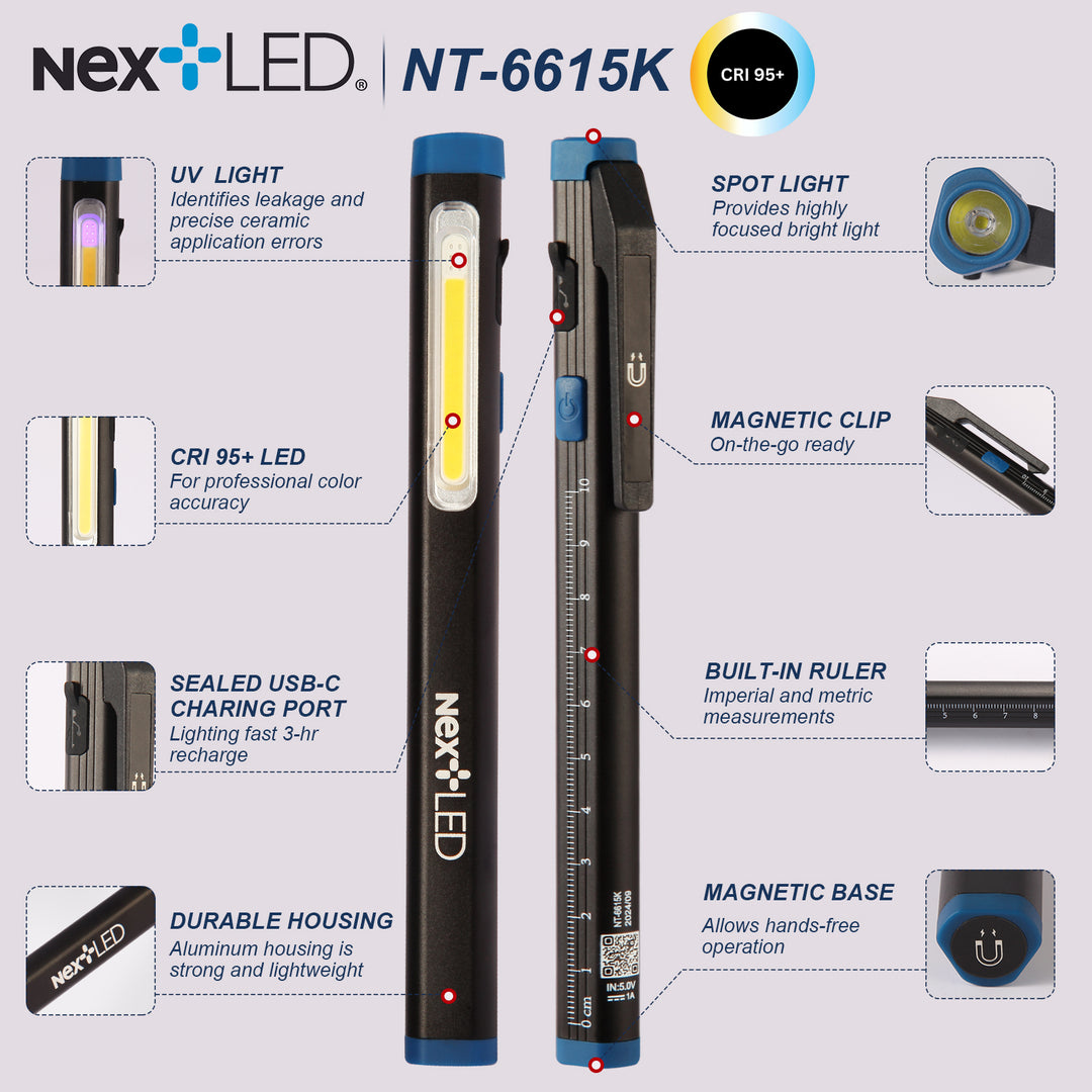 NexLED Detailing Pen Light CRI95+. Spot, Flood& UV
