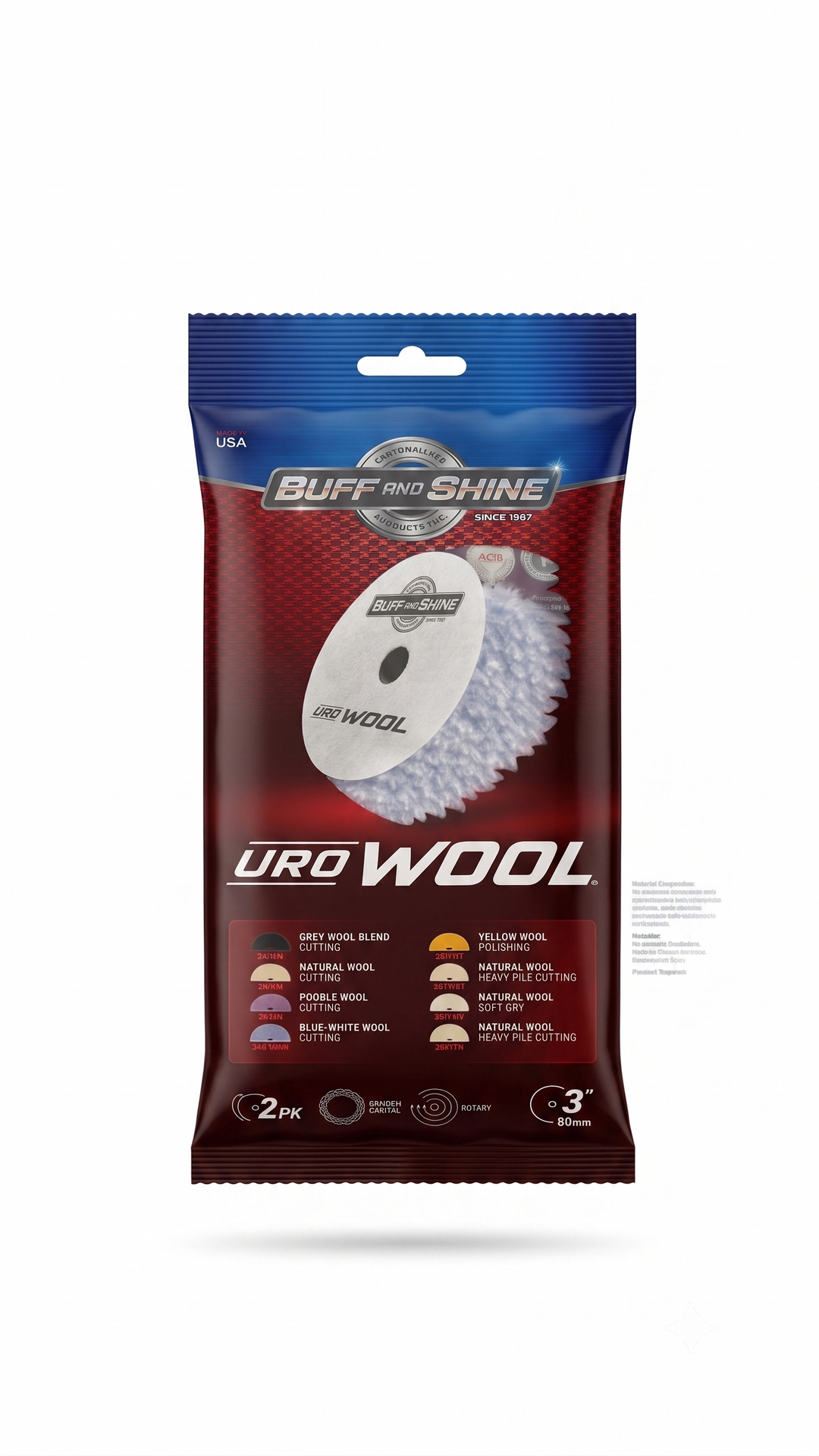 Buff and Shine® URO WOOL® Blue/White Knitted Wool Pad – Cutting
