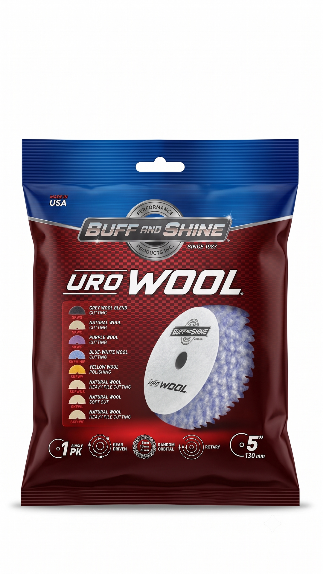 Buff and Shine® URO WOOL® Blue/White Knitted Wool Pad – Cutting