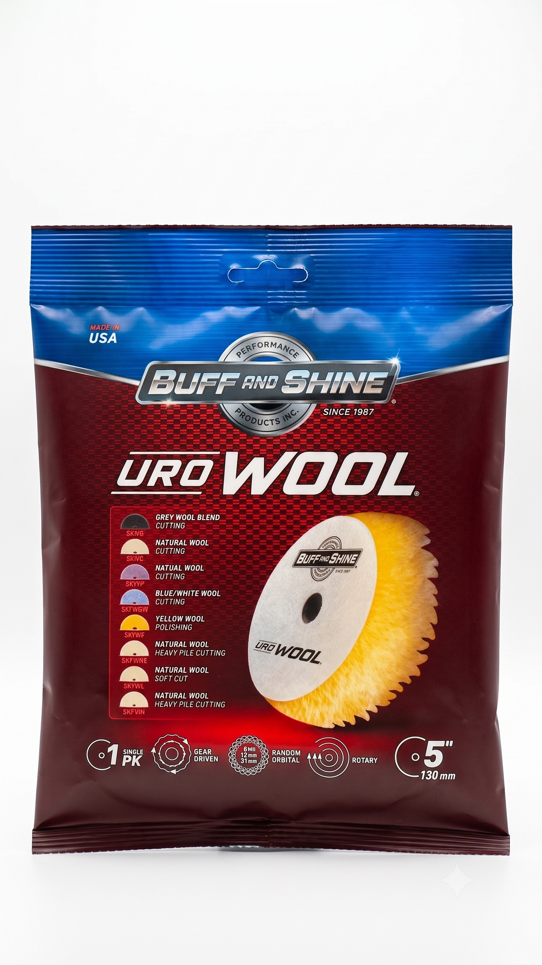 Buff and Shine® URO WOOL® Yellow Knitted Wool Pad – Polishing